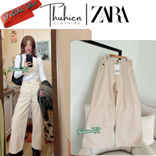   Chính hãng size 36  Quần jean lưng cao ZARA 1889 063 712 nút be nhạt loe ống kèm ảnh thật  