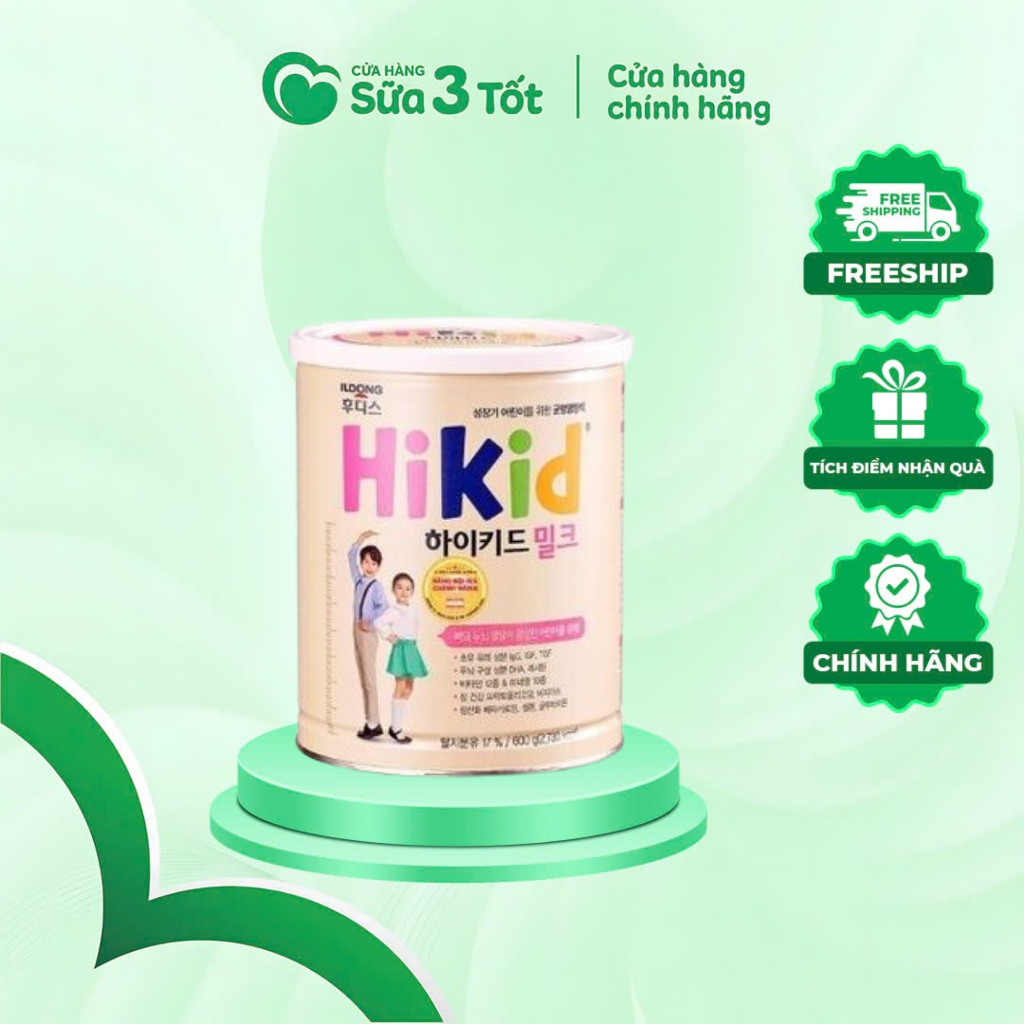 Sữa bột Hàn Quốc Hikid vani, Hikid dê hộp 600gr - 650gr