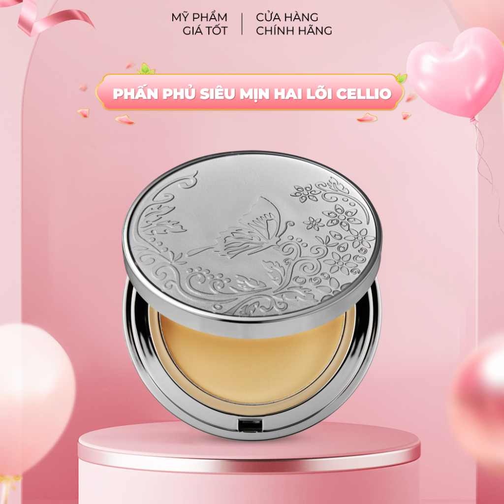 Phấn phủ siêu mịn hai lõi SPF 30/PA+++ CELLIO - Bạc