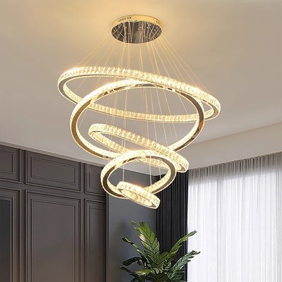 Đèn thả MONSKY WERED 5 vòng pha lê hiện đại đèn LED 3 chế độ màu kèm khiển [ẢNH VIDEO THẬT 100%]