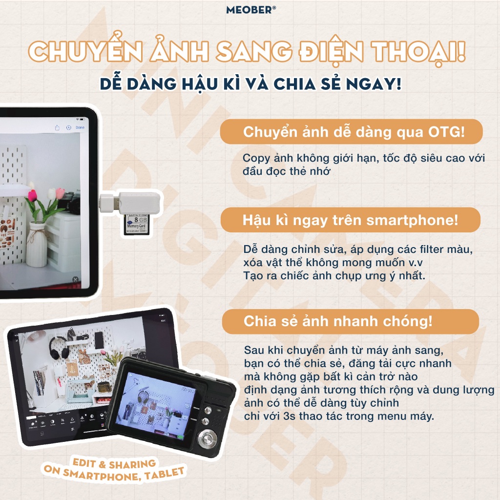 [Tặng thẻ nhớ] Máy ảnh kĩ thuật số digital mini camera v2 - quay, chụp 48MP, siêu mỏng nhỏ gọn | BigBuy360 - bigbuy360.vn