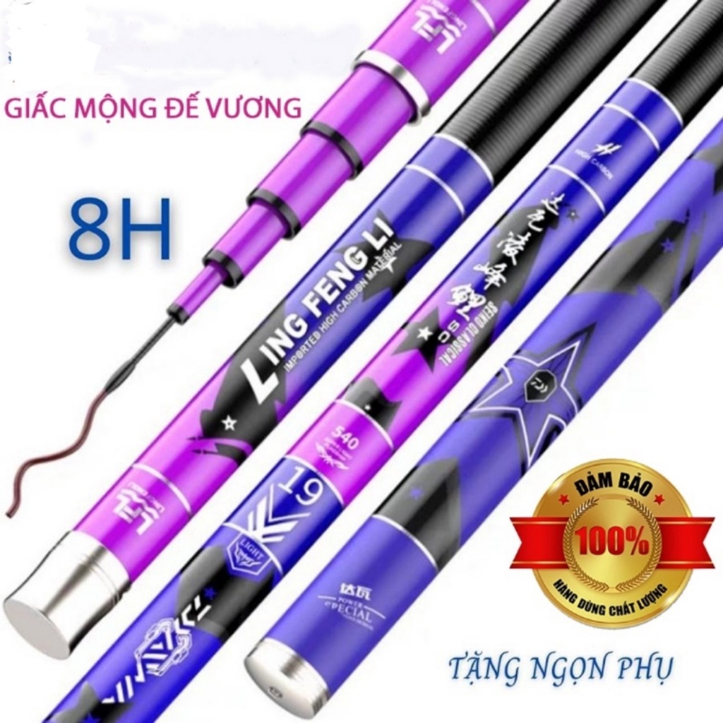thanh lí cần câu 7m2 cần câu tay 8H giấc mộng đế vương tặng lóng kèm ngọn