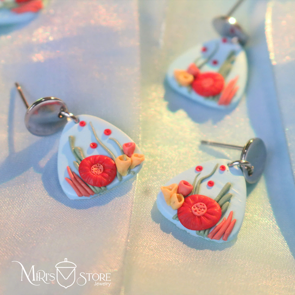 Khuyên tai Handmade Biển xanh/ Polymer clay earrings