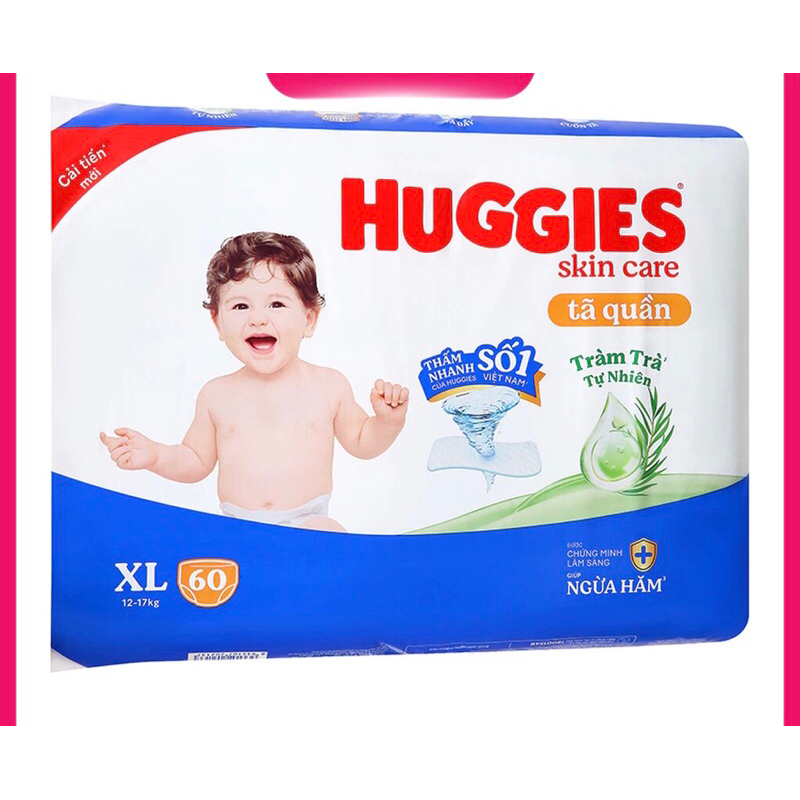 Tã quần Huggies Size Xl60 cho bé - ngừa hăm,hương trà