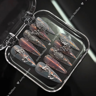 Nailbox Thiết Kế Móng Tay Giả Tông Hồng Tráng gương mắt mèo Sang Chảnh, Đi tiệc, Đi chơi Mã 492