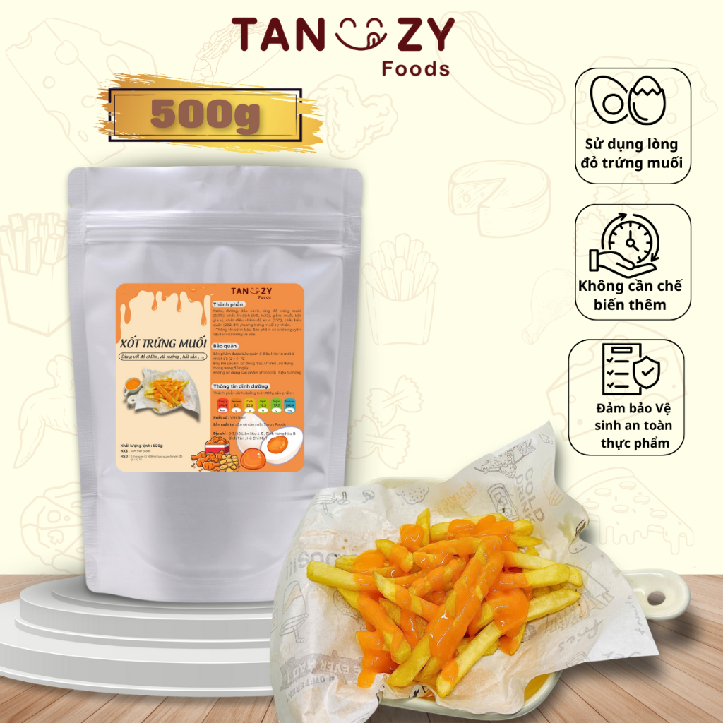 Xốt Trứng Muối Hoàng Kim Tanzy Foods 500g, dùng trực tiếp phù hợp đồ chiên nướng...