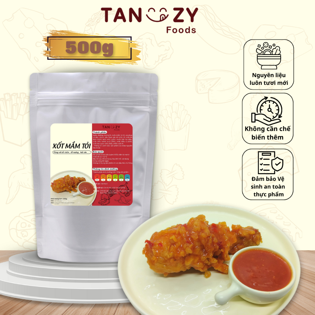 Xốt Mắm Tỏi Tanzy Foods 500g dùng phủ gà rán , chấm đồ nướng , mì trộn ,....