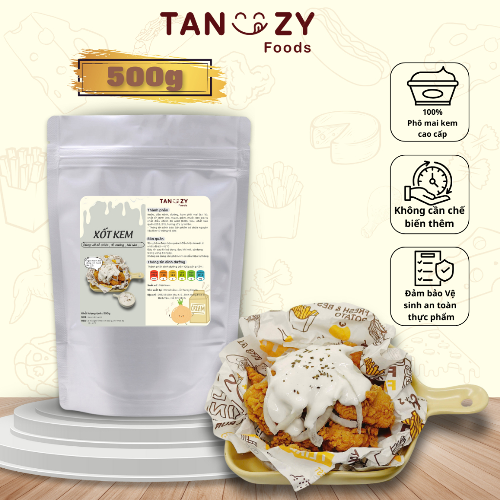 Xốt Kem Hành Phô Mai Creamy Tanzy Foods 500g phủ gà rán , đồ chiên, nướng ...