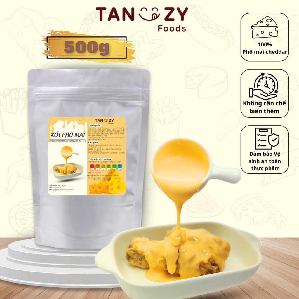 Xốt Phô Mai Tanzy Foods 500g chấm gà rán đồ chiên , mì trộn , hải sản , đồ nướng , BBQ