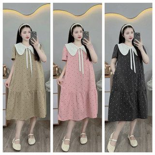 ĐẦM BẦU SUÔNG CỔ NƠ PHOM RỘNG FREESIZE TRẺ TRUNG co giãn tốt