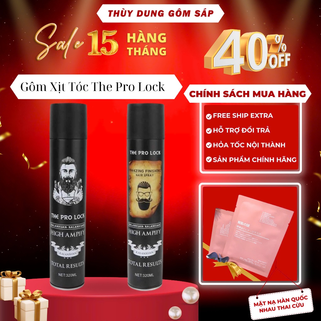 Gôm, keo xịt tóc THE PRO LOCK Vàng 420ml tạo kiểu giữ nếp cho tóc. HÀNG CHÍNH HÃNG