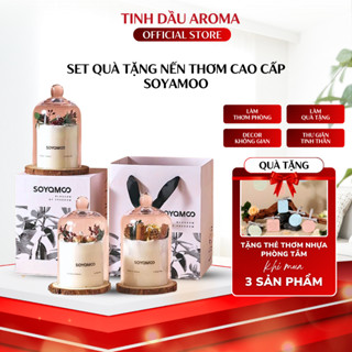 Set quà tặng nến thơm cao cấp không khói sáp đậu nành SOYAMOO by CITTA trang trí hoa khô tự nhiên 