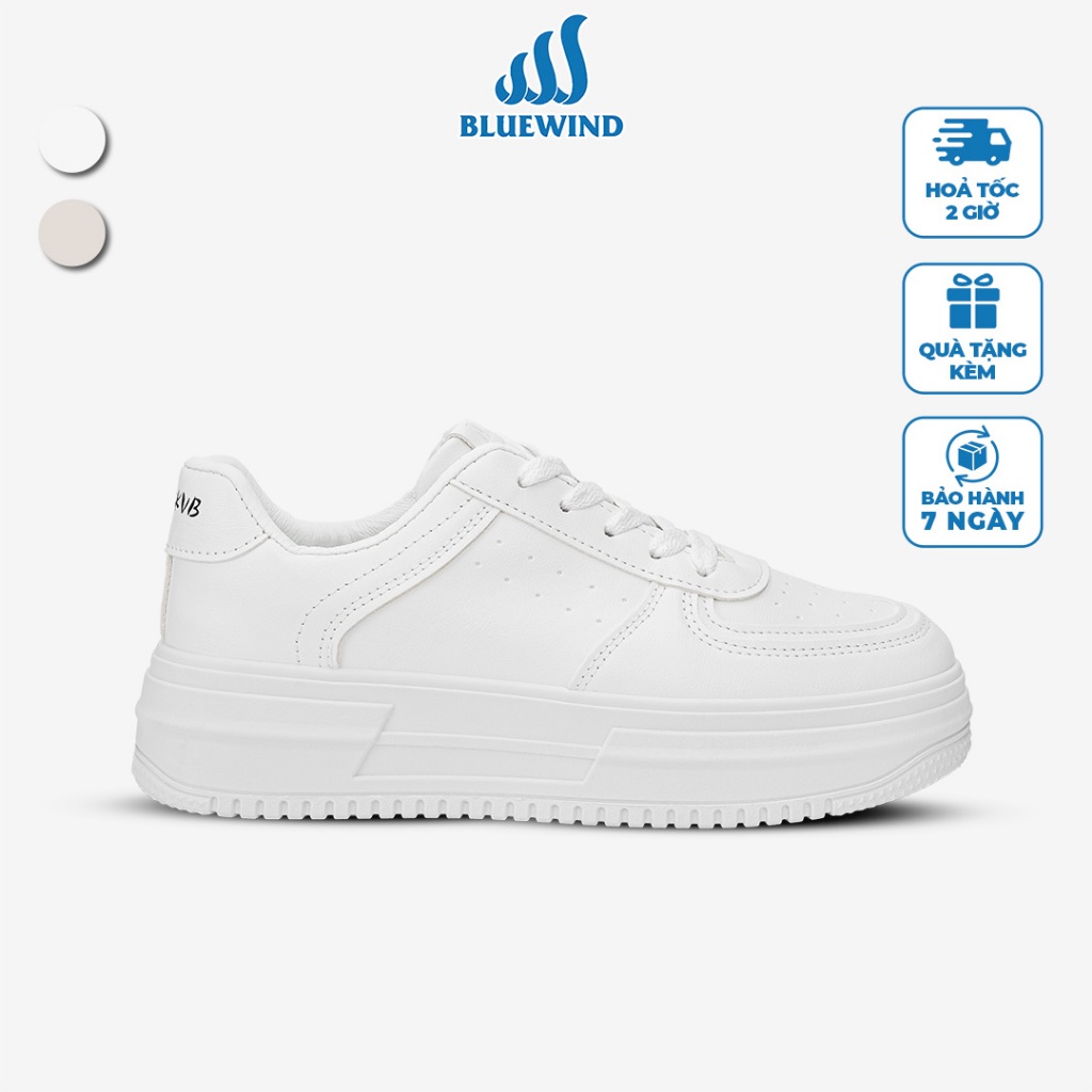 Giày Sneaker Nữ BLUEWIND Da PU Phối Lỗ Thoáng Khí, Đế 5cm Tôn Dáng, Êm Chân - 68866