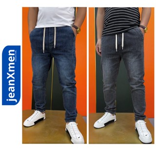   J04  Quần jean nam co giãn lưng thun chất dày dặn quần jean nam trơn thêu chữ V chất lượng cao 