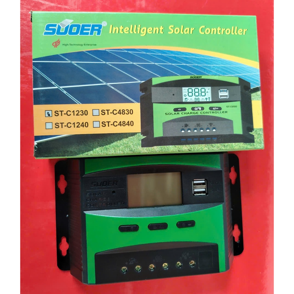 Bộ điều khiển sạc pin năng lượng mặt trời 30A 12V-24V SUOER ST-C1230