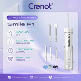 Máy Tăm Nước Cầm Tay Mini Crenot Smile F1 Chính Hãng Đầu Nhỏ Gọn Gia Đình Du Lịch Vệ Sinh Tốt Cho Người Niềng Răng Miệng