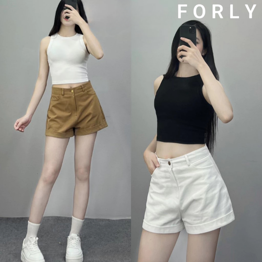 Quần Short KaKi Cạp Cao BigSize Gập Gấu Forly Offical Quần Đùi Xắn Gấu T116