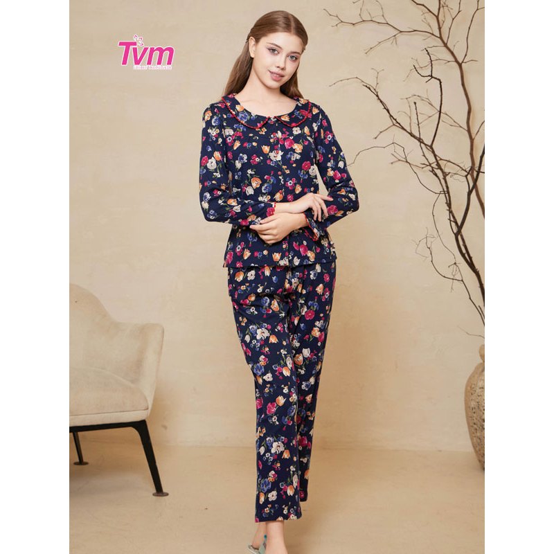 Bộ dài nữ tay dài B697 Tvm Luxury Homewear, chất liệu thun cotton
