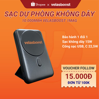 Pin Dự Phòng Magsafe Velasboost 1MAG, Dun Lượng 10.000 mAh, Sạc Nhanh 15W, sạc dự phòng không dây