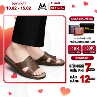 Dép nam đẹp quai ngang kiểu quai hậu đế bánh mì chất liệu da tông cao cấp bảo hành 1 năm DL75 TIMAN
