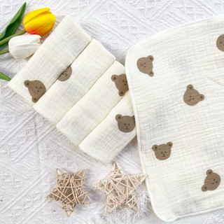 [Set 5 khăn] Khăn sữa cho bé, khăn xô muslin 2 lớp cho bé, mềm mại, thấm hút tốt