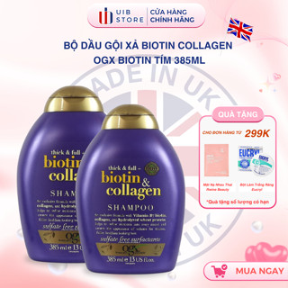 Bộ Dầu Gội Xả Biotin Collagen Ogx Biotin Tím 385ml Chính Hãng giảm gãy rụng, kích thích mọc tóc (hàng UK) UIB Store