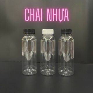 [Combo 100 Chai] Chai Nhựa Tròn 330ml Cổ Rộng Trong Suốt Nắp Fi38 – Đựng Trà Sữa, Nước Ép, Sinh Tố
