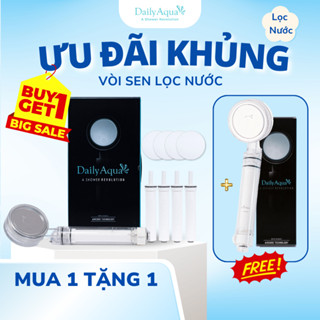 Combo Vòi Sen Lọc Nước Daily Aqua Kèm Lõi Lọc Nước và Màng Lọc - Tăng Áp, Loại Bỏ Bụi Bẩn, Tạp Chất