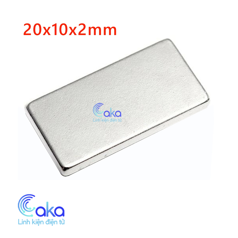 Set 2 Nam châm đất hiếm 20x10x2mm Dẹp hình chữ nhật