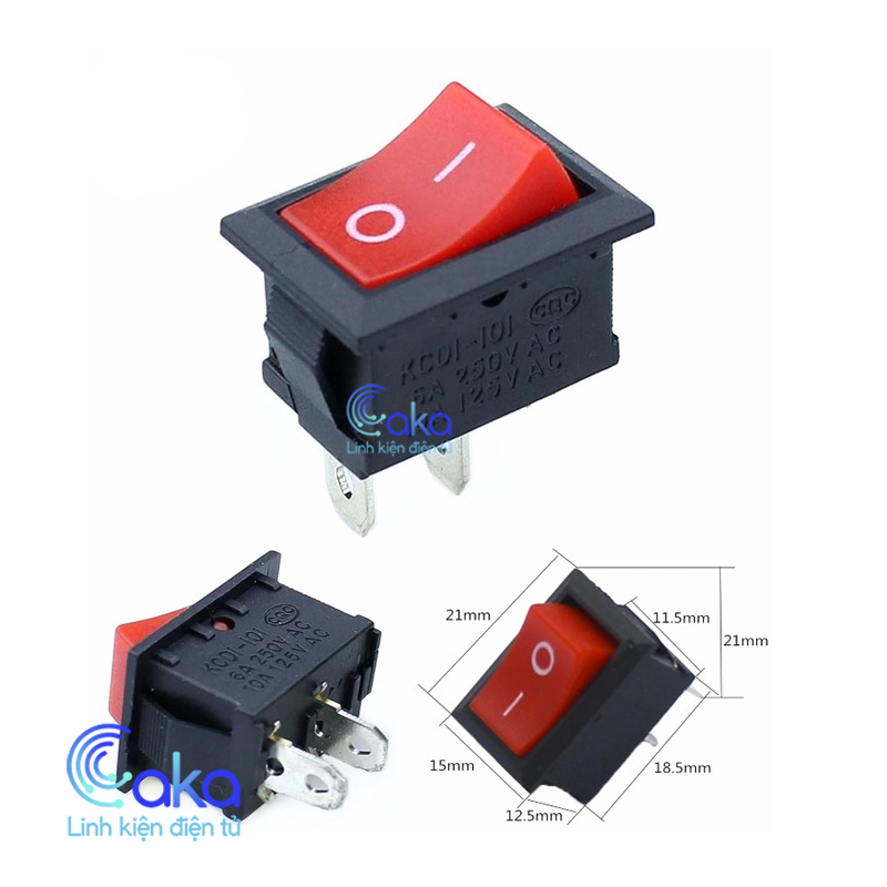 Bộ 5 - Công tắc bập bênh 6A 250V KCD1-101 ON - OFF