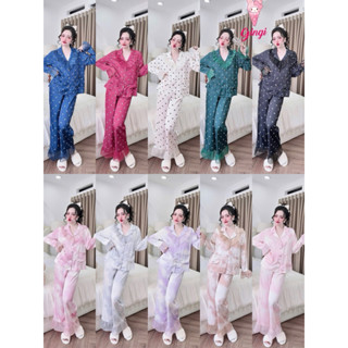 [ Size40-60kg TDQD210824 ]Đồ nữ mặc nhà áo tay dài quần dài phối ren sang chảnh chất lụa latin