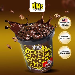   HỘP LỚN 250G  SOCOLA ĐEN NIMS GIÒN TAY CHẢY HẠT CHỮ N MALAYSIA 