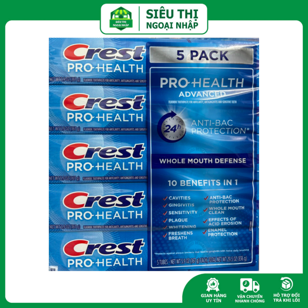 Mẫu mới Kem đánh răng Crest Pro-Health Advanced Whitening- 10 in 1