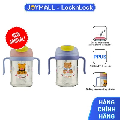 Bình Nước Nhựa LocknLock ABF852 Kids Dual 420ml, Hàng Chính Hãng, Tay Cầm Đôi, Kèm Ống Hút - JoyMall