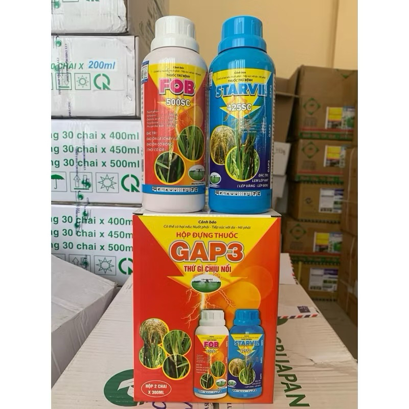 CẶP GAP3 [ FOB 500SC + STARVIL 425SC ] mỗi chai 300ml . đặc tri đạo ôn lá ( cháy lá), đạo ôn cổ bông