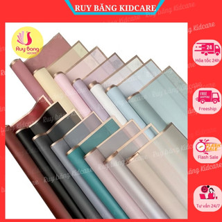 Tập 20 tờ giấy gói hoa, giấy bọc quà 1 MẶT VIỀN VÀNG phụ kiện gói hoa, gói quà