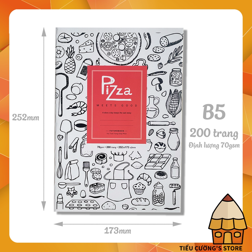 Tập Sinh Viên B5 Futurebook cao cấp PIZZA Ô LY NGANG - 200 Trang - 70 Gsm