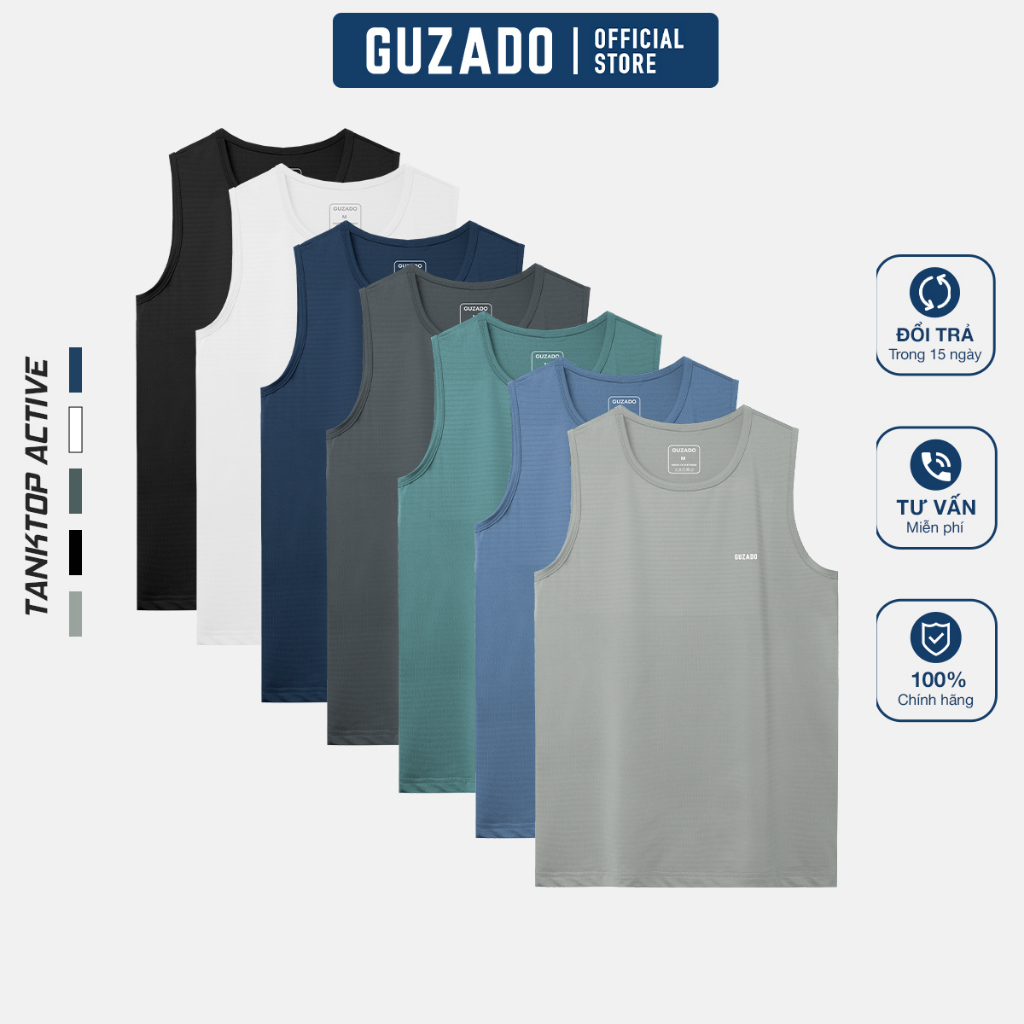 Combo 2 Áo Ba Lỗ Nam COOLMAX GUZADO, Thiết Kế Lỗ Kim Thoáng Khí, Dáng Thể Thao, Khỏe Khoắn CB2GTT01