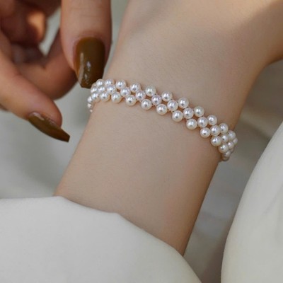 Vòng Tay Ngọc Trai Đan 4ly Thiết Kế Tinh Tế, Thời Trang - Ngọc Trai Trường Thịnh