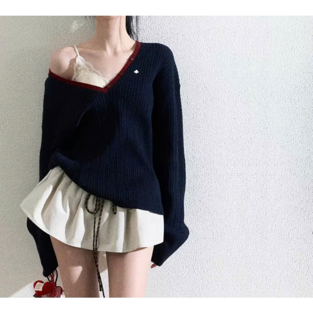 [Order cover OAKMOO] áo len tay dài màu xanh than