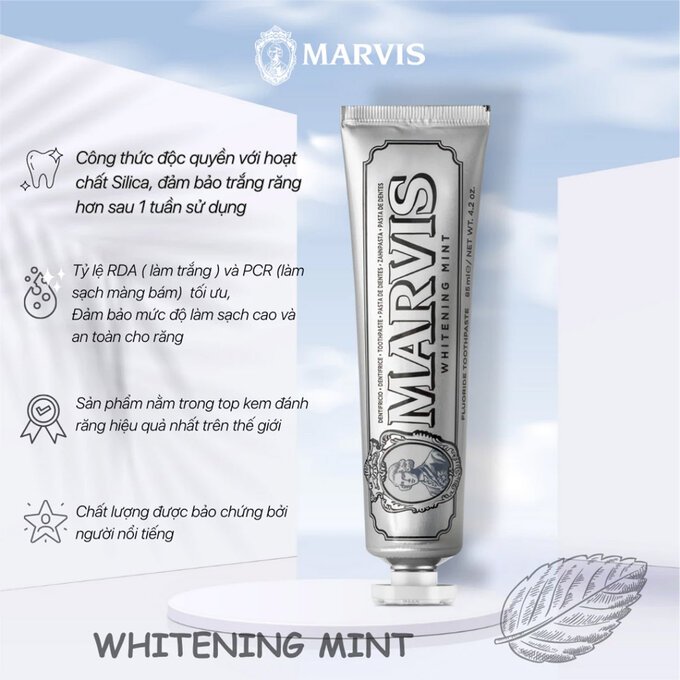 [HÀNG CÔNG TY] KEM ĐÁNH RĂNG TRẮNG RĂNG MARVIS SMOKER WHITENING MINT 85ML