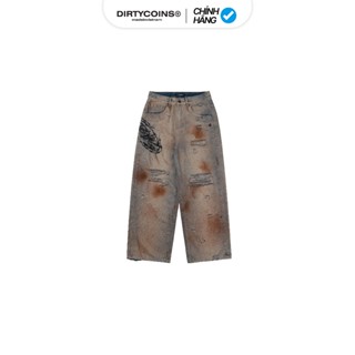 Quần Dài DirtyCoins Denim Pants Stain Distress Faded Blue