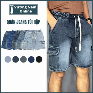 Quần short jean nam Lưng Thun Túi Hộp chất bò denim UNISEX VNO143
