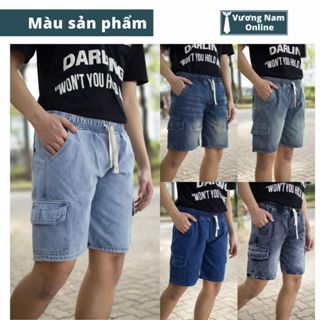 Quần short jean nam Lưng Thun Túi Hộp TREND form đẹp thoáng mát VNO143