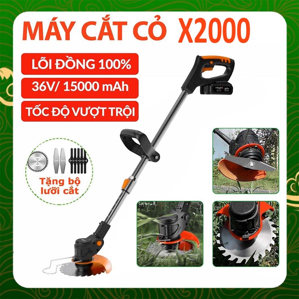 Máy cắt cỏ cầm tay dùng pin X2000 Máy tỉa cây đa năng dùng gia đình nhỏ gọn