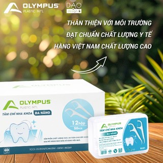 ( 12 Hộp  tặng 1 hộp 50c) Tăm chỉ nha khoa Olympus cao cấp | Hàng chính hãng | hàng Việt Nam loại 1