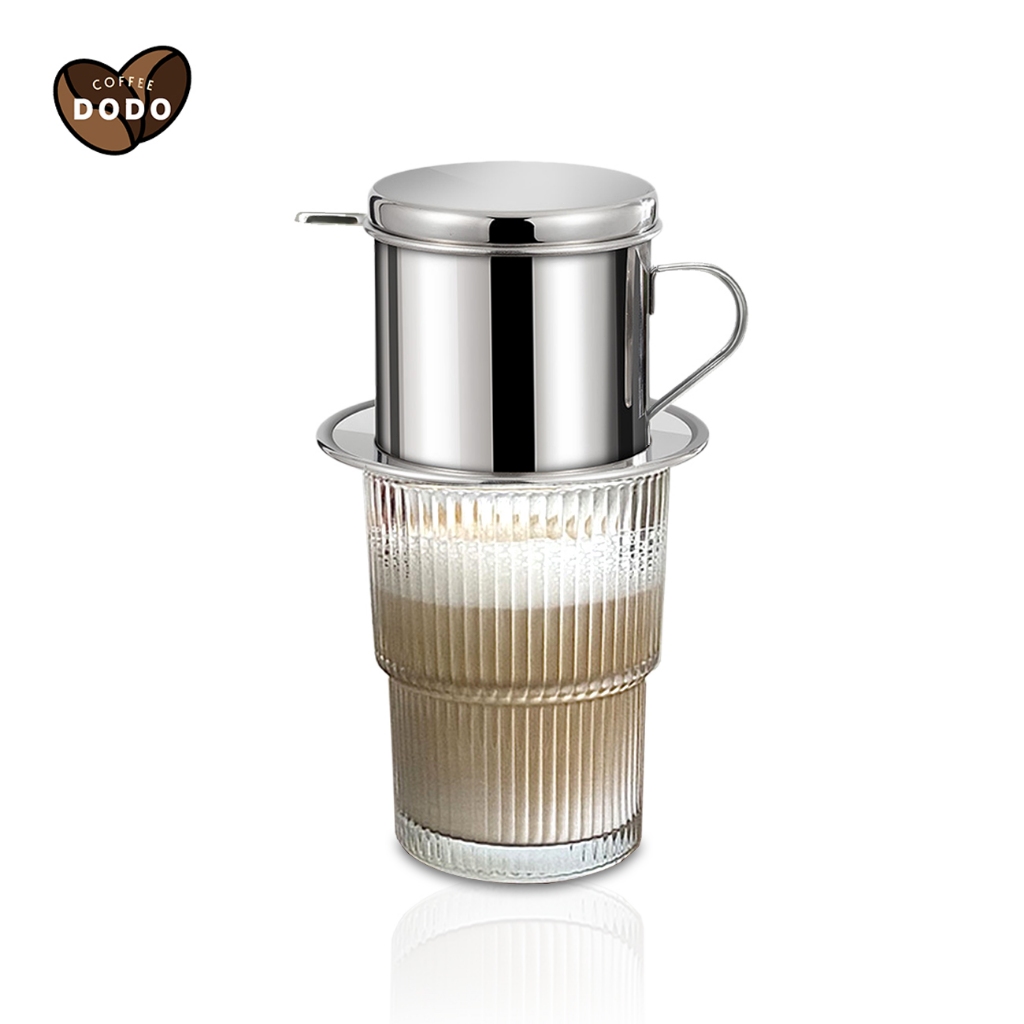Phin pha cà phê inox cao cấp với cốc thủy tinh Phin cafe thép không gỉ Phễu pha cà phê nhỏ Coffee filter DODO