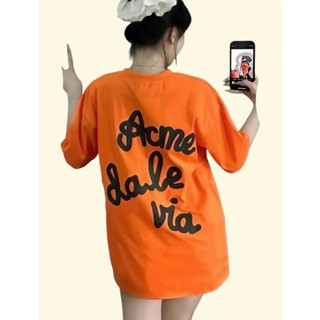  Áo thun basic nữ Ac.me de la vie chữ in nổi - 2 màu  xanh navy cam  freesize 
