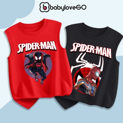 Áo ba lỗ bé trai BabyloveGO áo thun 3 lỗ cho bé in hình Spider Men chất thun cotton thoáng mát thoải mái