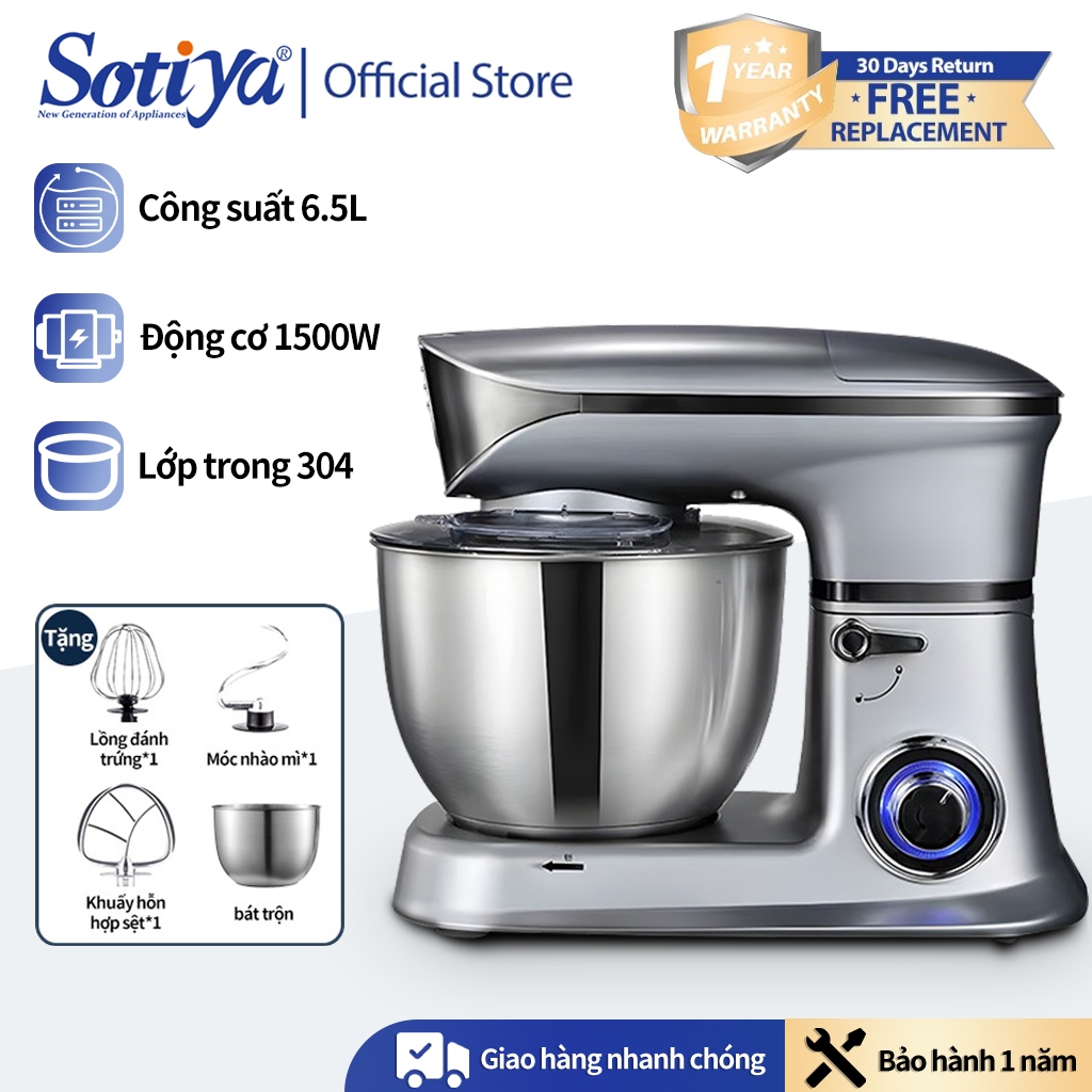 Máy Nhào Bột Đánh Trứng Cỡ Lớn Đa Năng Bát Inox 1lít